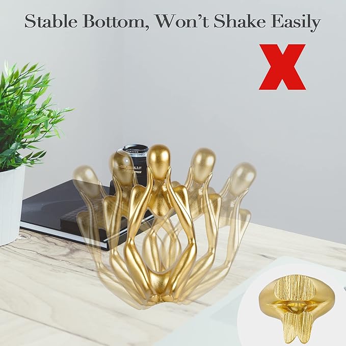 Sandstone Resin Thinker Style Abstract Sculpture Statue Collectible Figurines Home Office Bookshelf Desktop Decor (Small Gold, Focus)