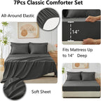 CozyLux Full Size Comforter Sets Dark Grey - 7 Pieces Bed in a Bag Full, Luxury Soft Bed Set for All Seasons, Bedding Set with Down Alternative Comforter, Sheets, Pillowcases & Shams