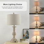 Rustic Dimmable Table Lamps Set of 2 with USB Charging Ports,26.5”Resin Beside Lamps for Living Room,Vintage Farmhouse Nightstand Lamps Traditional French Country Table Lamps for Bedroom