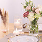 Glass Ribbed Cylinder Vases Pack of 6, Clear Ribbed Vases for Centerpieces Wedding Decoration, 6 Inch Tall Clear Flower Vase in Bulk, Hurricane Floating Candle Vase for Party Home Decor