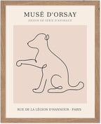 Poster Master Vintage Poster - Retro One Line Dog Drawing Print - Dog Art - Minimal Gift for Men, Women, Animal Lover - Abstract Wall Decor for Home, Office, Bedroom, 8x10 Beige Framed