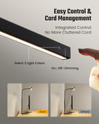 SUPERDANNY LED Desk Lamp for Home Office, Eye-Caring Desk Light with Base, 12W Touch Control 3 Colors Dimmable Brightness, Gooseneck Architect Lamp for Computer Monitor Reading Workbench, Black