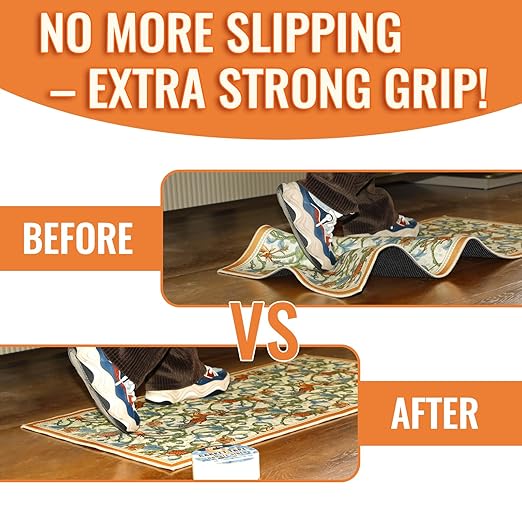 YONGJIN Double Sided Carpet Tape - Heavy Duty Rug Tape Gripper for Hardwood Floors No Damage, Secures Area Rugs, Laminate & Tile (1.41Inch + 2Inch, 2 Rolls, Total 20 Yards)