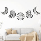 Jetec 5 Pcs Moon Phase Wall Art Decor Wall Pediments Hanging Wooden Moon Phase Spiritual Bedroom Nordic Boho Lunar Aesthetic Art for Living Room Dorm Apartment Bar Ornament(Black,10.6 Inch)