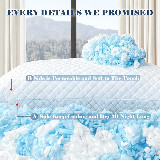 mislili Memory Foam Pillows King Size Set of 2, Luxury Cooling King Bed Pillows 2 Pack, Adjustable Frim King Size Pillows for Stomach Back Side Sleeper, Bed Pillows with Extra Fill and Washable Cover