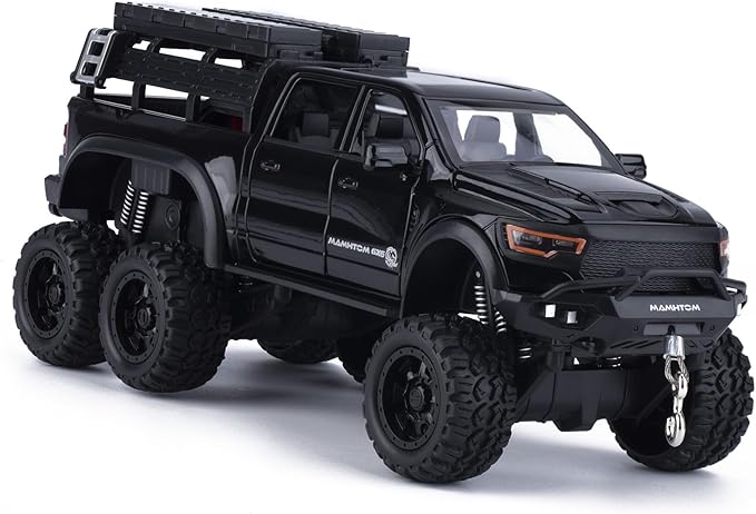 Pickup Truck Toy 1/24 Diecast Trucks Mammoth Model Car Kits,Metal Toy Truck Suitable for Kids and Car Collection,Pull Back Cars with Light and Sound,Trucks for Kids Ages 4-8（Black）