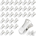35 Pack Mini Metal Alligator Clips for Crafts Non-Slip Silicone-Coated Retro DIY Badge Small Clips (Glossy Silver)