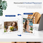 2Pack Acrylic Magnetic Photo Frame 5x7 Inch - Sleek Scalloped Design, 10+10mm Thick Crystal Clear Block, Freestanding Double-Sided Magnet |Trendy Home Gift (2 Pack, 5X7)