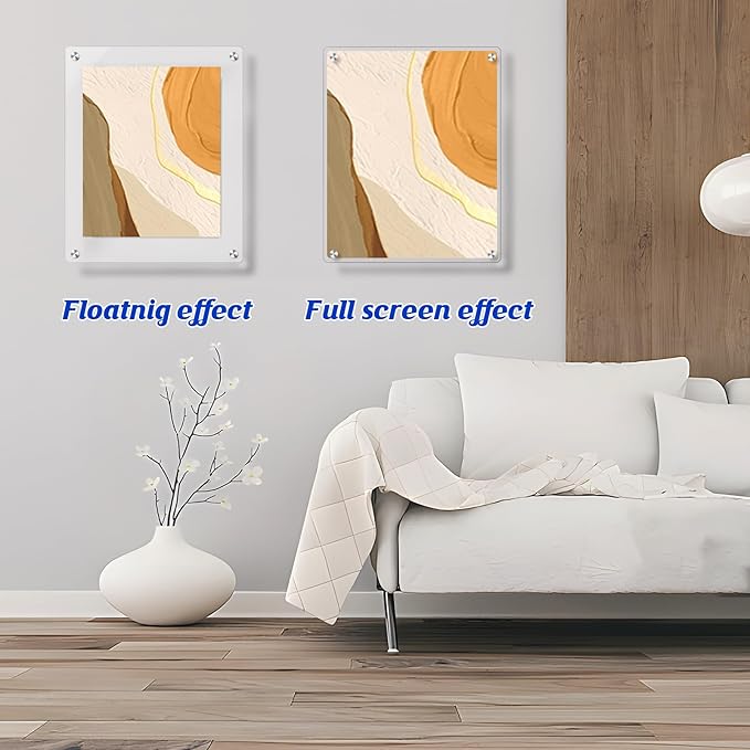 16x20 Acrylic Floating Art Frame for Wall Mount, Clear Magnetic Picture Frame for Artwork Display,Certificates Documents Frames for Family,Office,Wedding