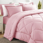 CozyLux Queen Comforter Set Pink - Bed in a Bag Queen Size 7 Pieces, Luxury Soft Bed Set for All Seasons, Bedding Set with Down Alternative Comforter, Sheets, Pillowcases & Shams