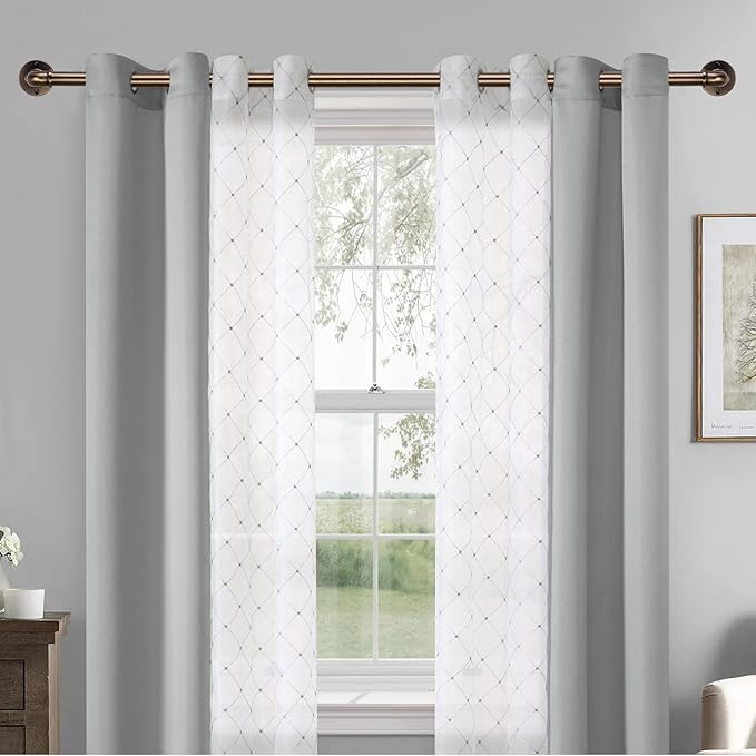 2PCS Industrial Curtain Rods 18 to 88 Inches,Adjustable Length,1 in Diameter Pipe,Wall or Ceiling Mounted,for Bedroom and Living Room(Antique Brass, 18” to 88”2PCS)