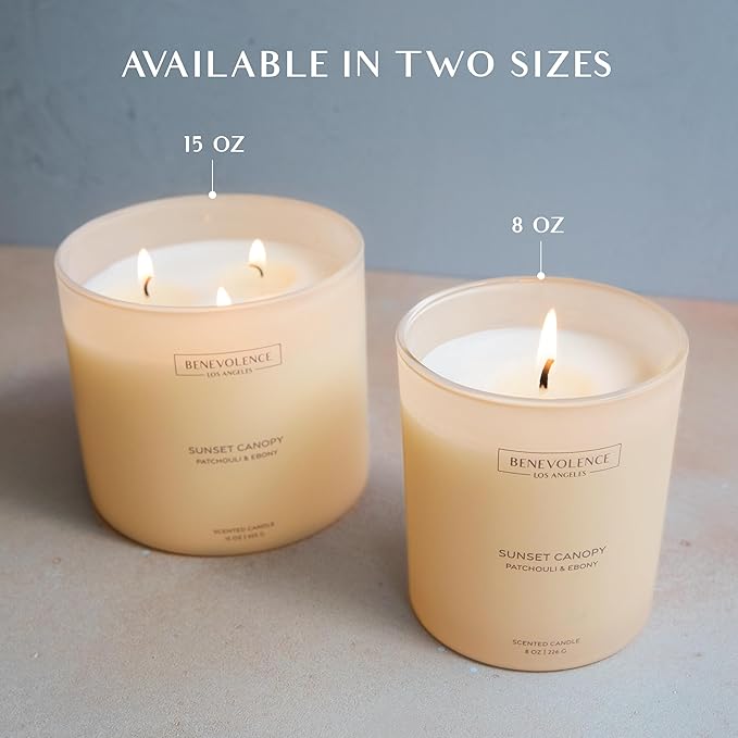 Patchouli & Ebony – Benevolence LA Scented Candle | 8oz, 45-Hour Burn | Natural Soy Wax, Cotton Wick | Warm & Grounding Home Fragrance | Malibu Sands Collection – Gift for Women & Men