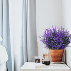 8 Pack Artificial Plants Flowers Grass Shrubs Lavender No Fade Faux Plastic Flowers Outdoor for Farmhouse Garden Porch Patio Indoor Wedding Decoration Greenery Fake Plants uv Resistant