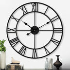 CLXEAST Silent 24 Inch Wall Clocks for Living Room Decor, Large Black Metal Roman Numeral Wall Clocks for Modern Farmhouse Home Decor,House Warming Gifts New Home