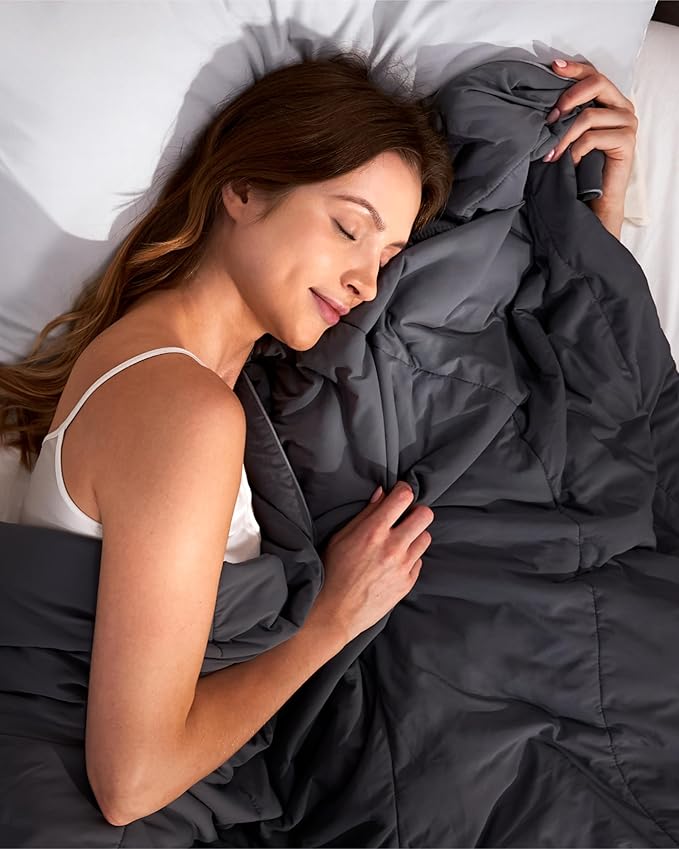 Cooling Comforter Blanket for Hot Sleepers, Twin Soft Cooling Blanket, Cool Bedding for Night Sweats, All-Season Breathable Premium Bedding Lightweight Comforter 68''x90'' - Twin Dark Grey