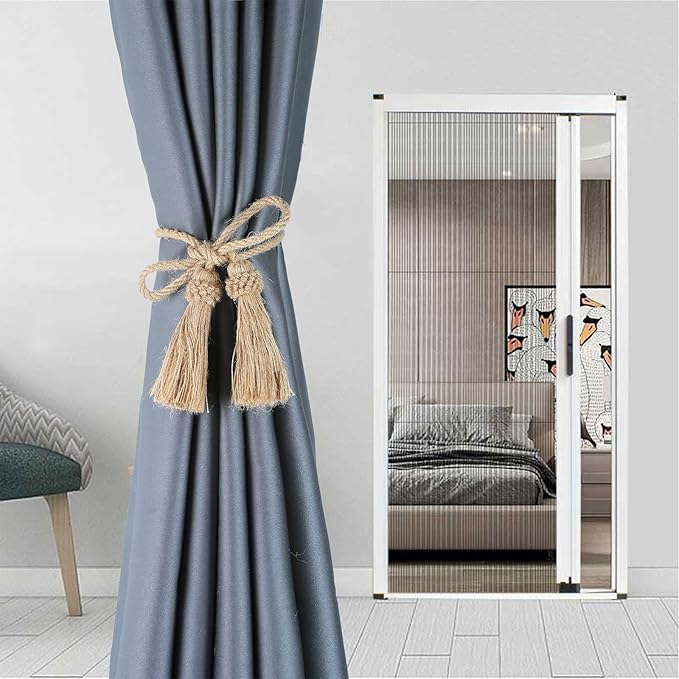 Fenghuangwu Curtain Tiebacks Handmade Decorative Curtain Holdbacks Rope with Tassel (Jute, 2P)