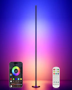 RGB Corner Floor Lamp, 65" Color Changing LED Corner Lamp with APP Control, Modern Standing Lamp with Music Sync and 16 Million DIY Colors, Heavy Base for Bedroom Living Room Gaming Room