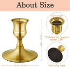 Vintage Brass Gold Taper Candle Holders, Set of 2, Metal Taper Candlestick Holder for Dinner Room Table Centerpiece, Wedding Reception, Festive,Mantel Decoration, Home Decor (Brass Gold, Set of 2)