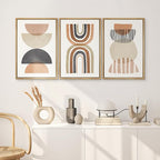 SIGNWIN Framed Canvas Print Wall Art Set Geometric Rainbow Semi-Circle Collage Abstract Shapes Illustrations Modern Art Contemporary Minimal Ultra for Living Room, Bedroom, Office - 16"x24"x3 Natural