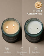 M&SENSE Pine Scented Candles Natural Soy Wax Clean Non Toxic 11.6oz 70 Hours Large Long Lasting Christmas Winter Scented 2 Wicks Candle Gift for Holiday & Family Friends Teachers