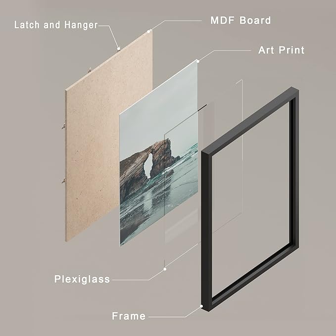 SIGNWIN Framed Rocky Storm Cloud Sky Beach Ocean Wall Art, Set of 4 Landscape Colorful Wall Decor Prints, Nature Wilderness Wall Décor for Living Room, Bedroom - 11"x14" Black