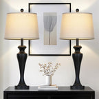 30" Black Table Lamps Set of 2, Touch Control Tall Living Room Lamp with USB A+C Ports and AC Outlet, 3-Way Dimmable Bedside Lamps for Nightstand, Modern Metal Bedroom Lamp, 2 Bulbs Included