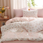 Floral Comforter Set Twin Size - 2 Pieces Pink White Floral Comforter Bedding Sets Reversible Pattern,Twin Bed in a Bag with Flowers Comforter and 1 Pillowcase