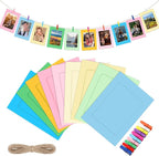 Janlaugh 100 Pcs Paper Photo Frames 4x6 Paper Picture Frame with 100 Clip 10 String Kit DIY Hanging Cardboard Photo Holder Back to School Wall Decor Wedding Home