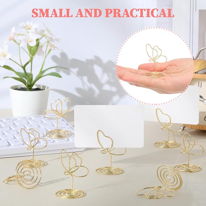 48 Pcs Gold Butterfly Photo Holders Table Number Photo Clips Holder Butterfly Decoration Name Place Card Stand for Centerpieces Wedding Reception, Party, Birthday