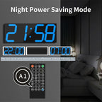 18.7'' Automic Digital Wall Clock, LED Wall Clock with Large Display, Multi-Function Clock with Alarm and Timer, Auto Time Sync Digital Clock with Adjustable Brigthness(Blue)