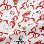 Christmas Comforter Set King Size,Red Christmas Bed Set with Reindeer, Bows and Santa Claus Bedding for Holiday, 3 Pieces 1 Reversible Comforter and 2 Pillowcases