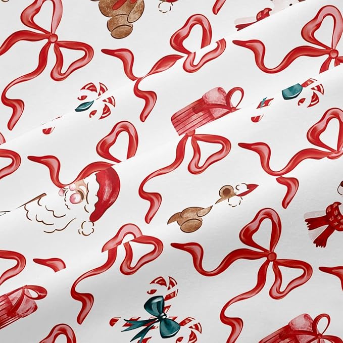 Christmas Comforter Set Full Size,Red Christmas Bed Set with Reindeer, Bows and Santa Claus Bedding for Holiday, 3 Pieces 1 Reversible Comforter and 2 Pillowcases