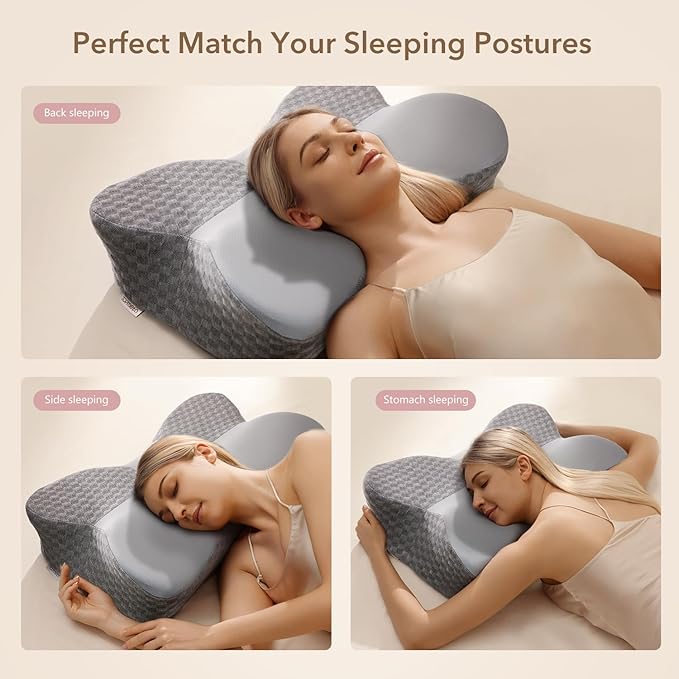 Cervical Pillow for Neck Pain Relief, Contour Memory Foam Neck Pillow for Bed Sleeping, Adjustable Height Double - Sided Cervical Neck Pillow for Side, Back and Stomach Sleepers