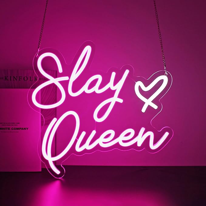 Slay Queen Neon Sign, Neon Signs for Wall Decor Neon LED Signs Room Neon Light Up Signs Home Decor for Bedroom Club Party Bar Shop USB Operated