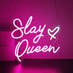 Slay Queen Neon Sign, Neon Signs for Wall Decor Neon LED Signs Room Neon Light Up Signs Home Decor for Bedroom Club Party Bar Shop USB Operated
