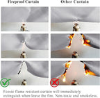 Fcosie Bronze Grommet Flame Retardant Curtains, Room Darkening Fire Resistant Drapes for Kitchen, Fireproof Drapery for Patio, 80% Light Reducing Window Drapery, Greyish White, 84Wx84L Inches, 2 PCS