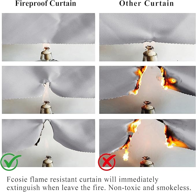 Fcosie Fire Retardant Curtains 120 inches Length (2 PCS, Greyish White), 80% Blackout Drapes for Bedroom Living Room, Thermal Insulated Room Darkening Curtain with Antique Bronze Grommet, 42" Wx108 L