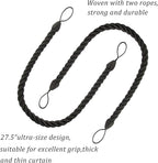 BEL AVENIR Curtain Tiebacks Ropes Tie-Backs, Handmade Curtain Holdbacks (Black, 4pack)