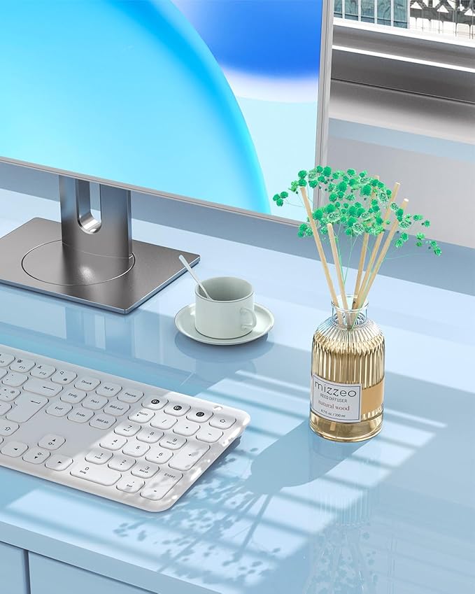 MIZZEO Reed Diffuser Set, Natural Wood 6.76 fl oz Highly Scented Room Diffuser Home Fragrance Essential Oil Reed Flower Diffuser, House Bedroom Office Decor & Gifts