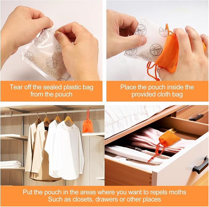 15 Pack Moth Repellent for Closets Made with Plant-Based Ingredients, Effective Moth Repellent for House to Get Rid of Moths from Closets, Drawers, Wardrobes, Storage Boxes, Insect Traps for Indoor