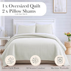 Southshore Fine Living, Inc. Full/Queen Size Quilt Bedding Set, Wrinkle-Free Stain & Pet Hair Resistant Bedding, Coverlet Queen Size/Full Size Bedspread with 2 Pillow Shams, Cream