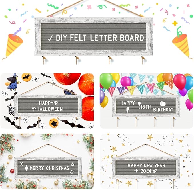 Picture Frames Collage Wall Decor Hanging Photo Display, Birthday Gifts for Mom Grandma Teen Girl, Felt Letter Board with 270 Letters and 30 Clips, Unique DIY Collage Picture Frames for Mothers Day