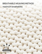 YnM Chunky Throw Blanket, Hand Knitted with Chenille Yarn, Skin Friendly, Ventilated and Breathable, Machine Washable, Home Décor Piece for Couch, Sofa and Bed (Butter Cream, 30x40 Inch)