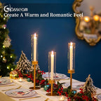 Glasseam Hurricane Gold Candlestick Holder: Metal Matte Taper Candle Holders with Glass Cylinder Shade Set of 3, Modern Candle Holder for Table Centerpiece Wedding Christmas Decoration