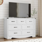 7-Drawer Dresser for Bedroom, Modern Wooden Chest of Drawers with Metal Handles, Anti-Tipping Design, Sturdy and Stable Storage Organizer for Living Room, Entryway, Home Office