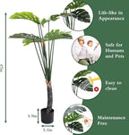 2 Pack 47.2in Artificial Monstera Deliciosa Trees with Pot, 4 Feet Fake Trees for Indoor Outdoor Home, Office Decor