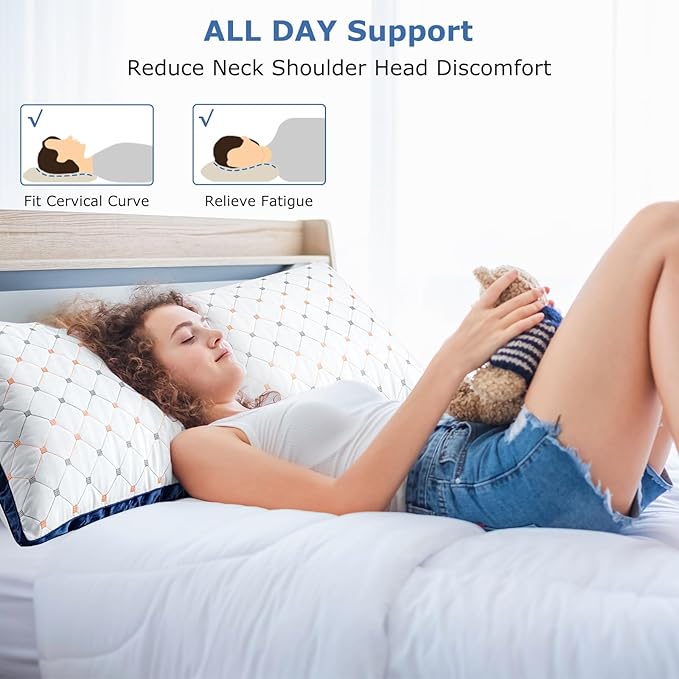 Pillows King Size Set of 2, Luxury Hotel Quality Bed King Pillows, Fluffy Down Alternative Pillows 2 Pack for Sleeping, Soft Gusseted Cooling Pillows for Side, Back or Stomach Sleepers