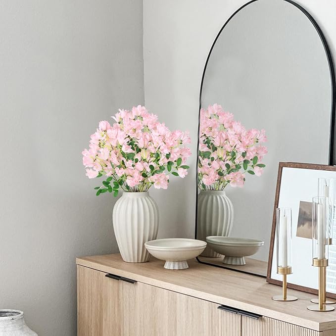 IPOPU 4Pcs Faux Pink Artificial Delphiniums, 24.8 Inch Long Stem Artificial Jacaranda Flowers for Tall Vases, Fake Delphiniums for Artificial Flower Arrangements, Home Party Decorations