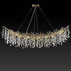 Modern Crystal Gold Chandelier,72" Large Rectangular Chandeliers for Dining Room, Tree Branch Crystal Lving Room Chandelier,Dining Room Over Table Chandeliers,Fixture Height-Adjustable