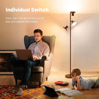 36W LED Tree Floor Lamp, Modern Dimmable Standing Lamp with Remote & Touch Control, 4 Color Temperatures, 3 Rotatable LED Light Floor Lamps for Living Room, Bedroom, Office